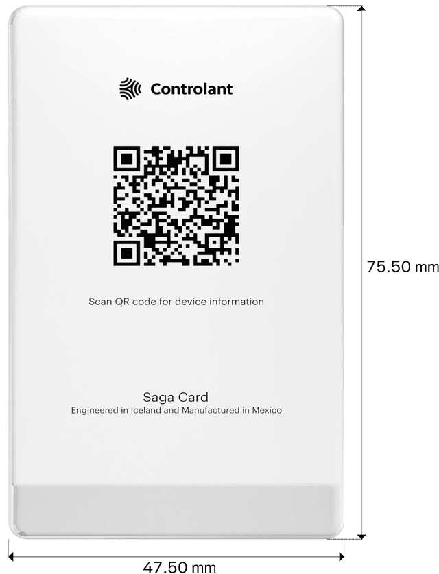 Saga Card from the front, 47.50 mm wide and 75.50 mm tall